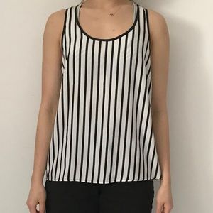 F21 Chiffon Black and White Stripe Tank Top